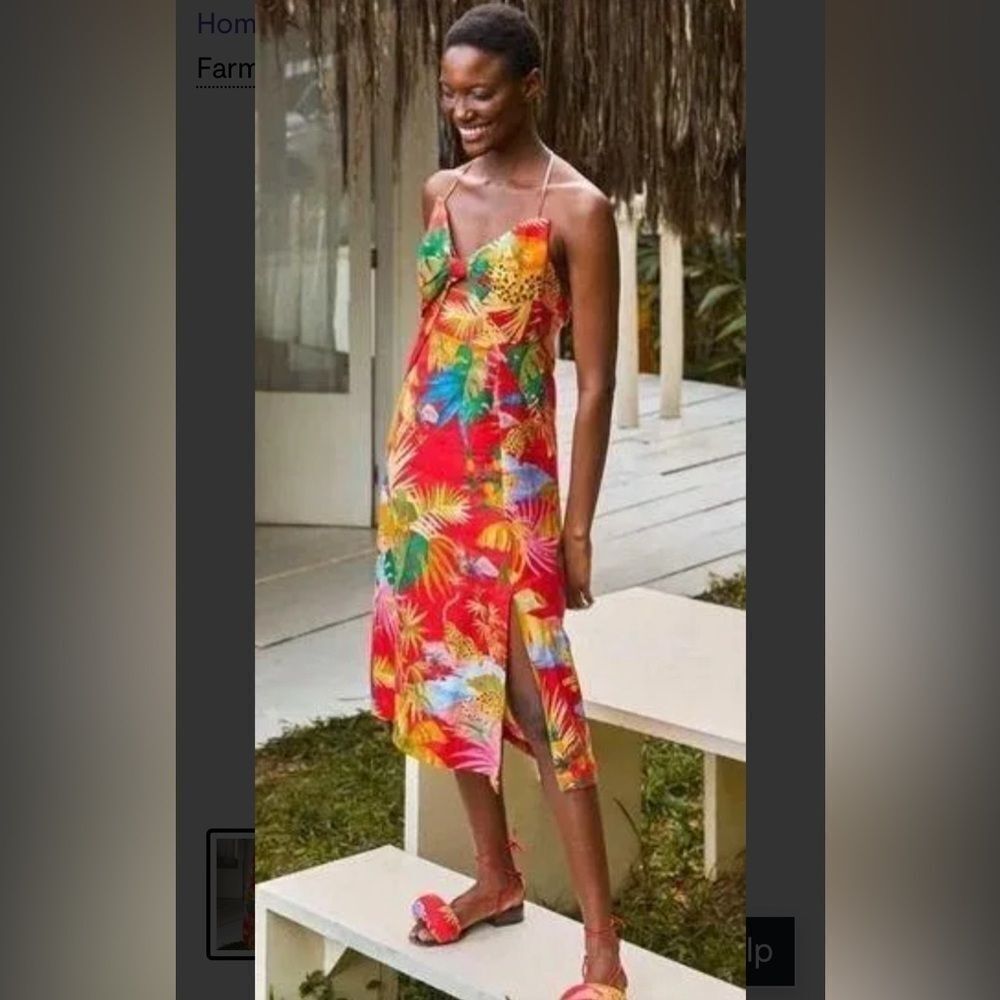 Farm Rio Tropical jungle bow midi dress Size Small